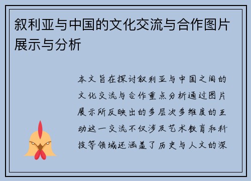 叙利亚与中国的文化交流与合作图片展示与分析